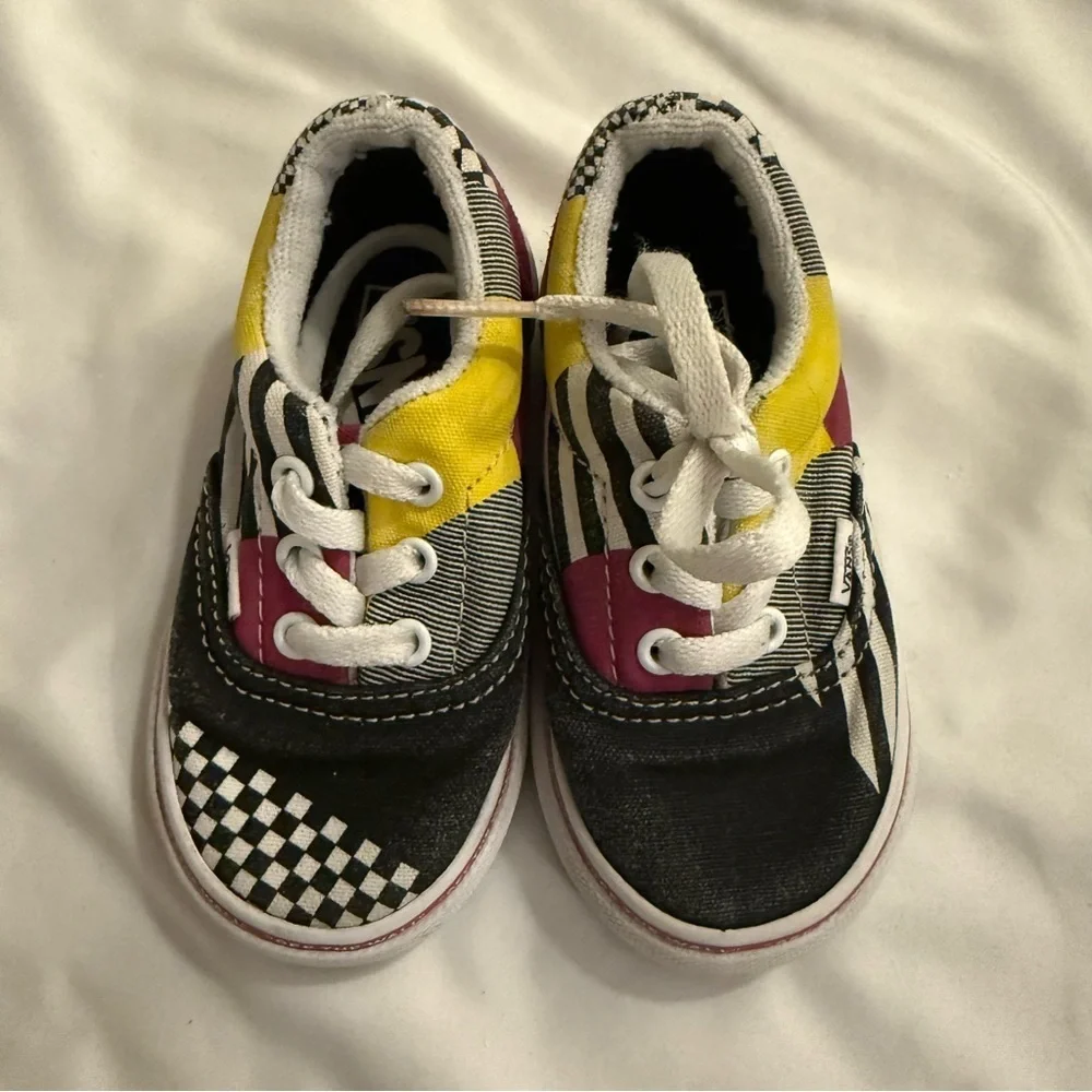 EUC Vans Era Disarray Stripes Checks Circle Toddler Skate Shoes - Picture 2 of 7